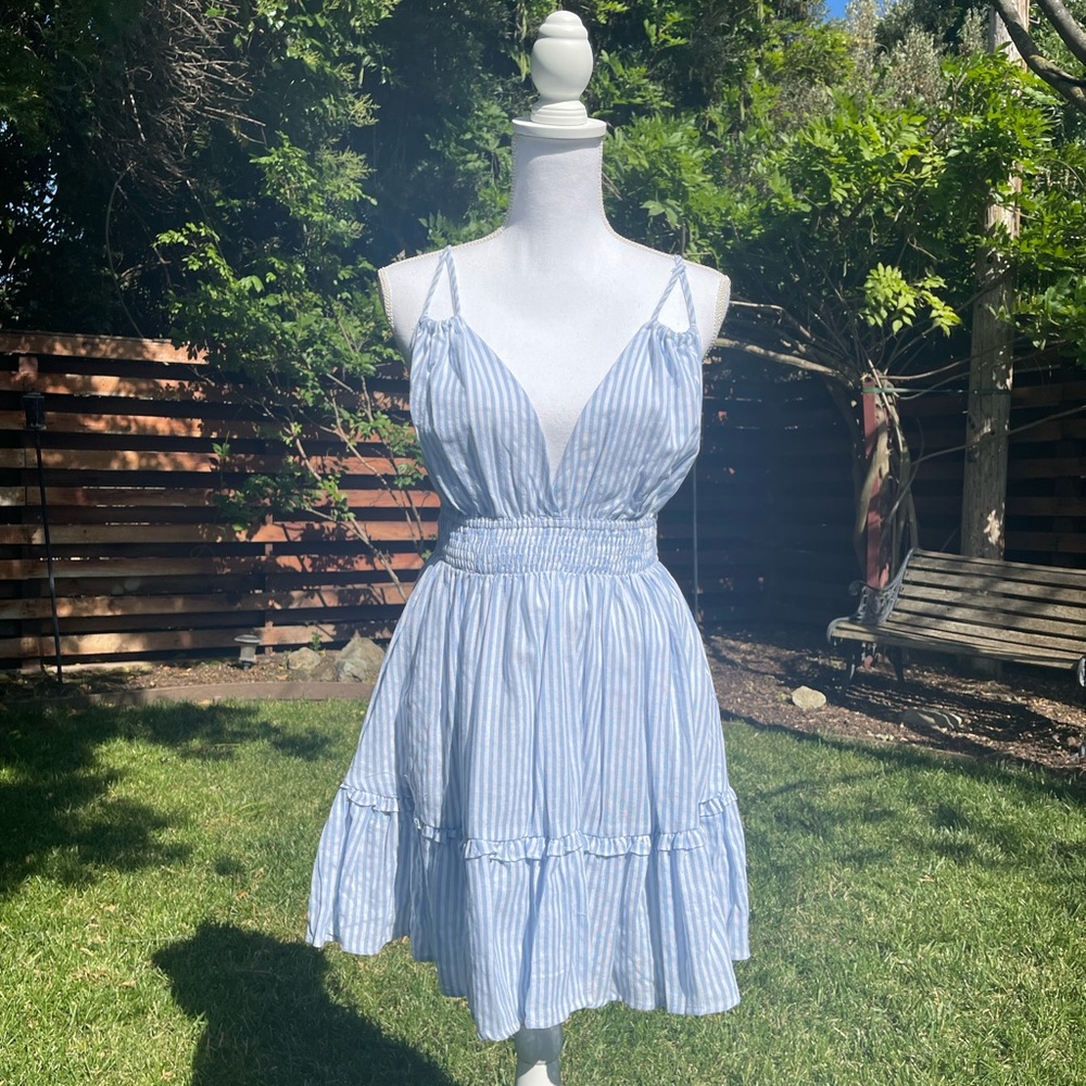 Blue & White Striped Mini Dress NWT
